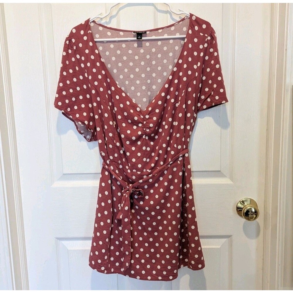 Boho Cottagecore Torrid Mauve Polka Dot Surplice Blouse Size 4X Festival